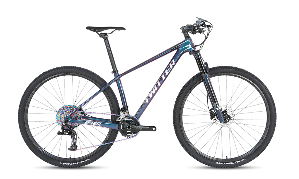 Bicicleta TWITTER MTB carbon LEOPARD-XS 15 RS-2x12V holographic/silver