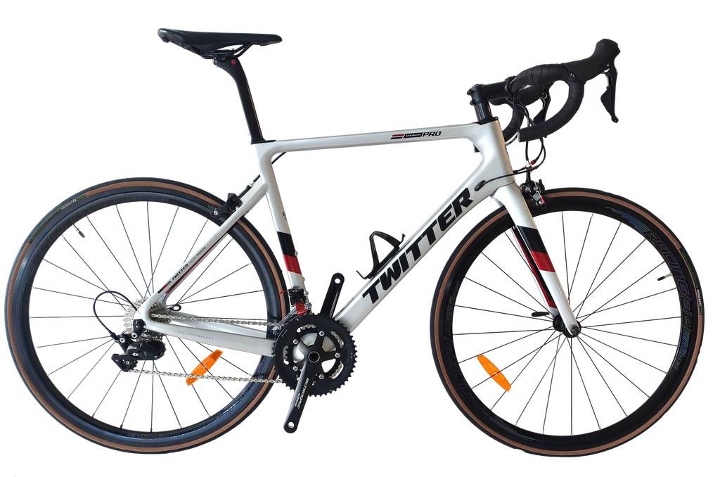 Bicicleta TWITTER ruta carbon STEALTHpro 45cm SRAM RIVAL-22v disc white/red