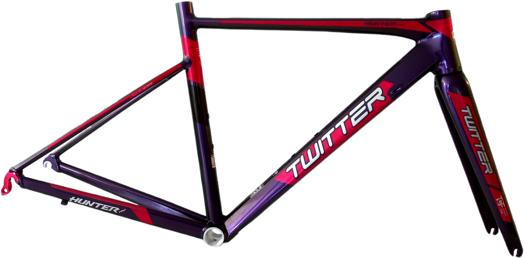 Cuadro Ruta TWITTER 480mm HUNTERpro  aluminio  c/trinche carbon+pista trinche red