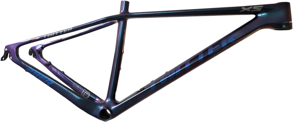 Cuadro TWITTER 29 carbon 15 LEOPARD-XS normal c/pista de trinche HOLOGRAPHIC BLUE