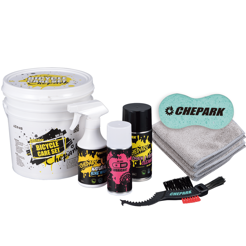 Kit CHEPARK BIC-23 bike care c/esponja,cepillo,microfibra+BIC10S+BIC-590+BIC-888