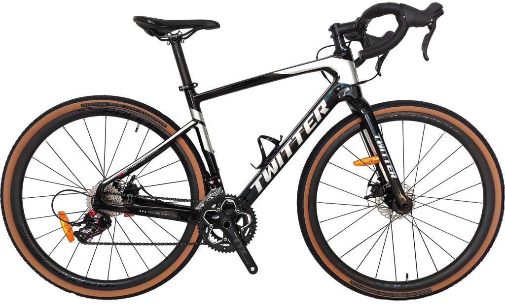 Bicicleta TWITTER ruta carbon GRAVEL V3 48cm RS-12v cement gray