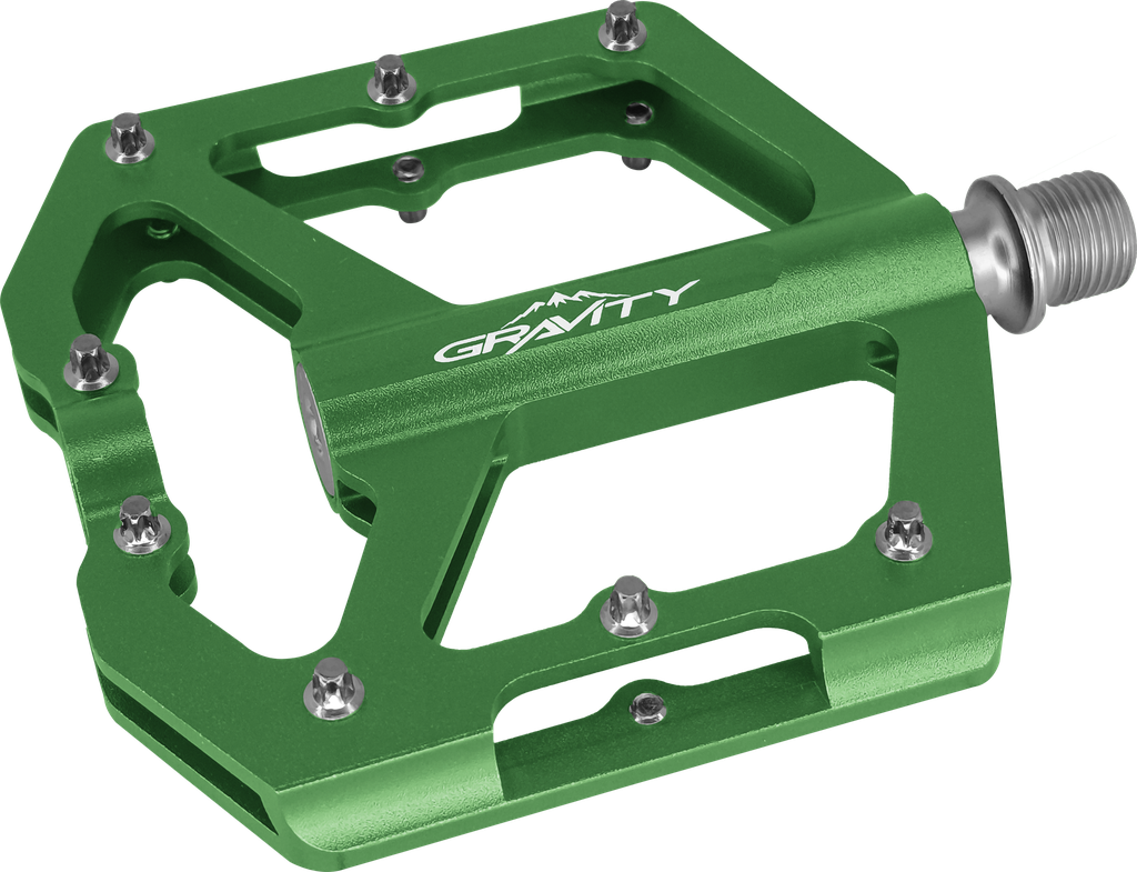 Pedal GRAVITY MTB aluminio 9/16" balinera sellada verde par