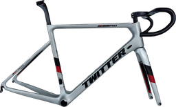 [CUA10011] Cuadro  TWITTER Ruta STEALTHpro carbon 450mm p/horquillas c/trinche-pilar-timón-pistas trinche/centro-abrazadera-cobertores silver/red
