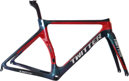 [CUA1071] Cuadro TWITTER Ruta T10pro carbon 480mm c/trinche-pilar-pistas trinche/centro-abrazadera red holographic
